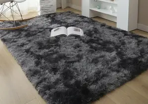 Black Patched Fluffy Carpets