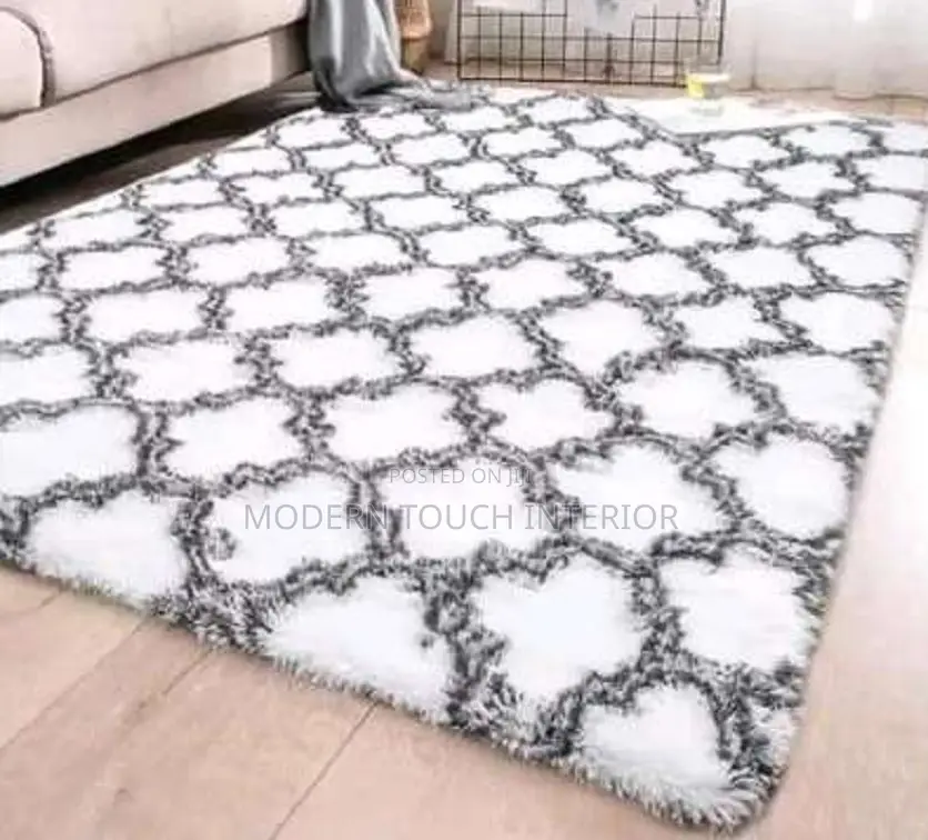Black and White Fluffy Carpet
