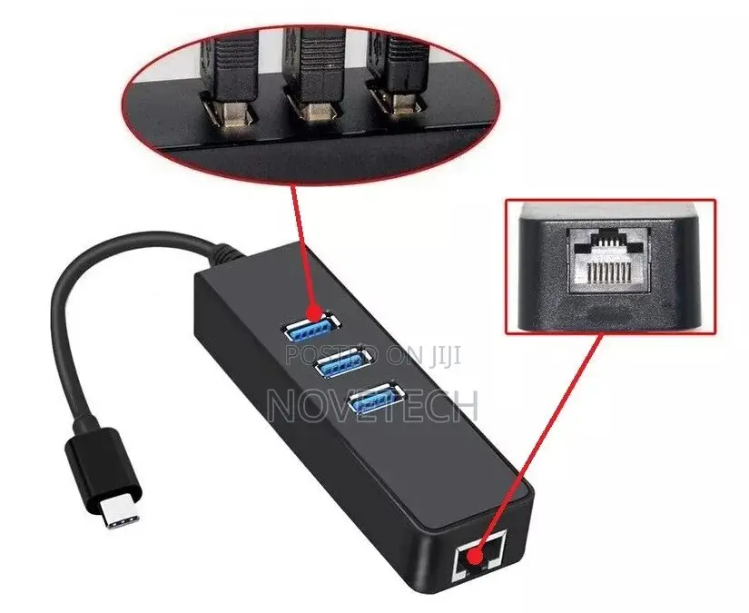 USB 3.1 Type C USB-C to USB3.0 HUB 3 Port +LAN Adapter