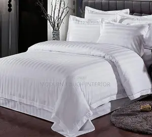 White Cotton Stripped Bedsheets
