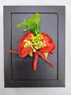 Red Peony Suit Pocket Flower
