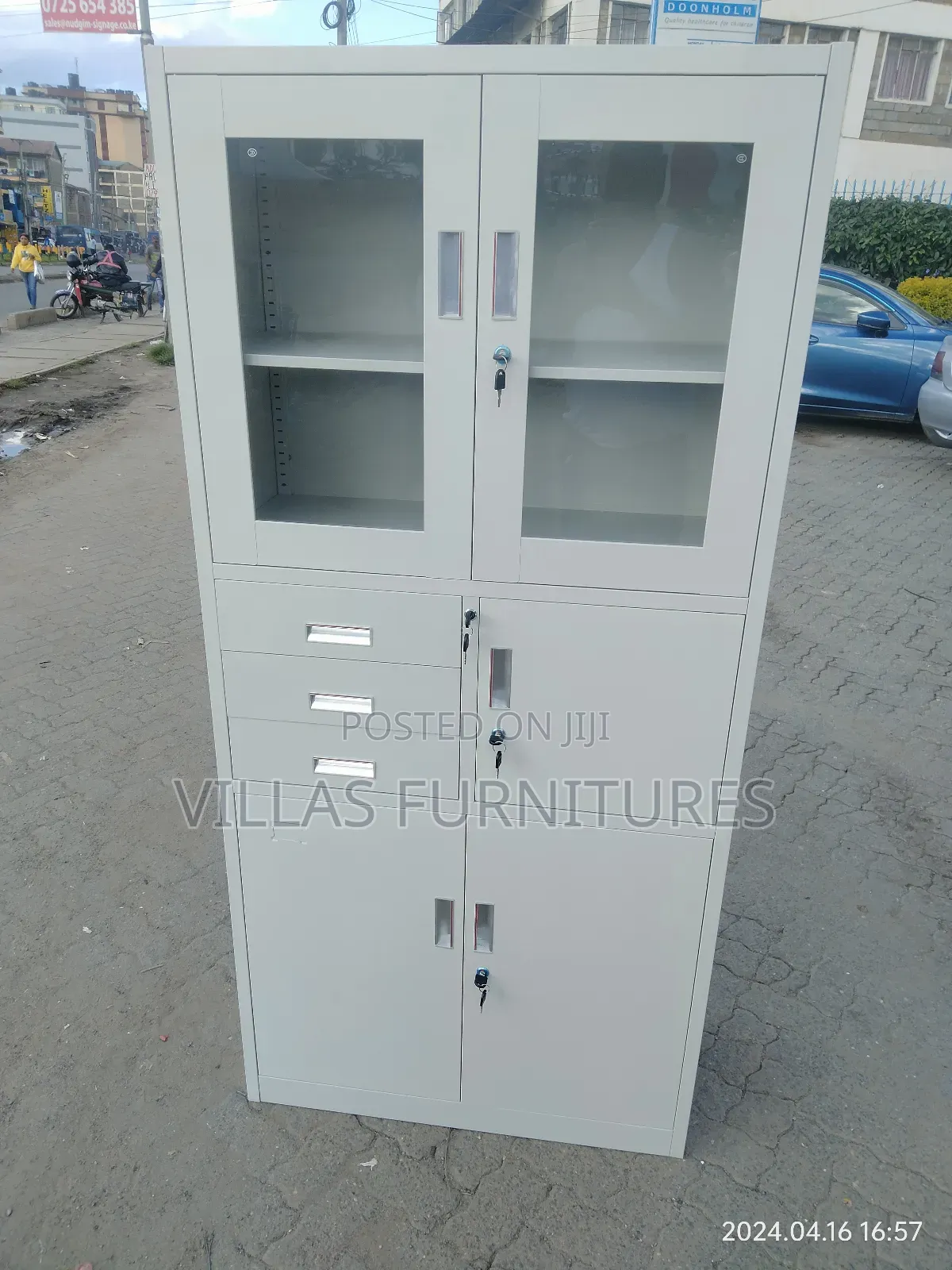 Metallic/Eunique File Cabinet With Safe Box