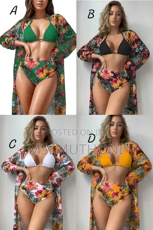 3pcs Floral Women Bikini Swimsuit
