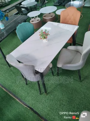Rectangular Dining Table Marble Top With Four Dining Chairs
