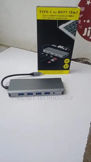 12 Port USB Type C Hub With Vga,Hdmi,Usb, Lan, Pd, and SD