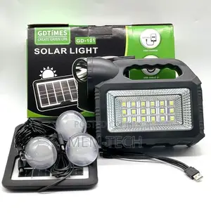 GDTIMES Solar Lighting System With 3 Light Bulbs, Mobile Cha