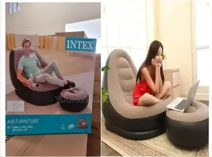 Inflatable Seat With Foot Rest and a Pump