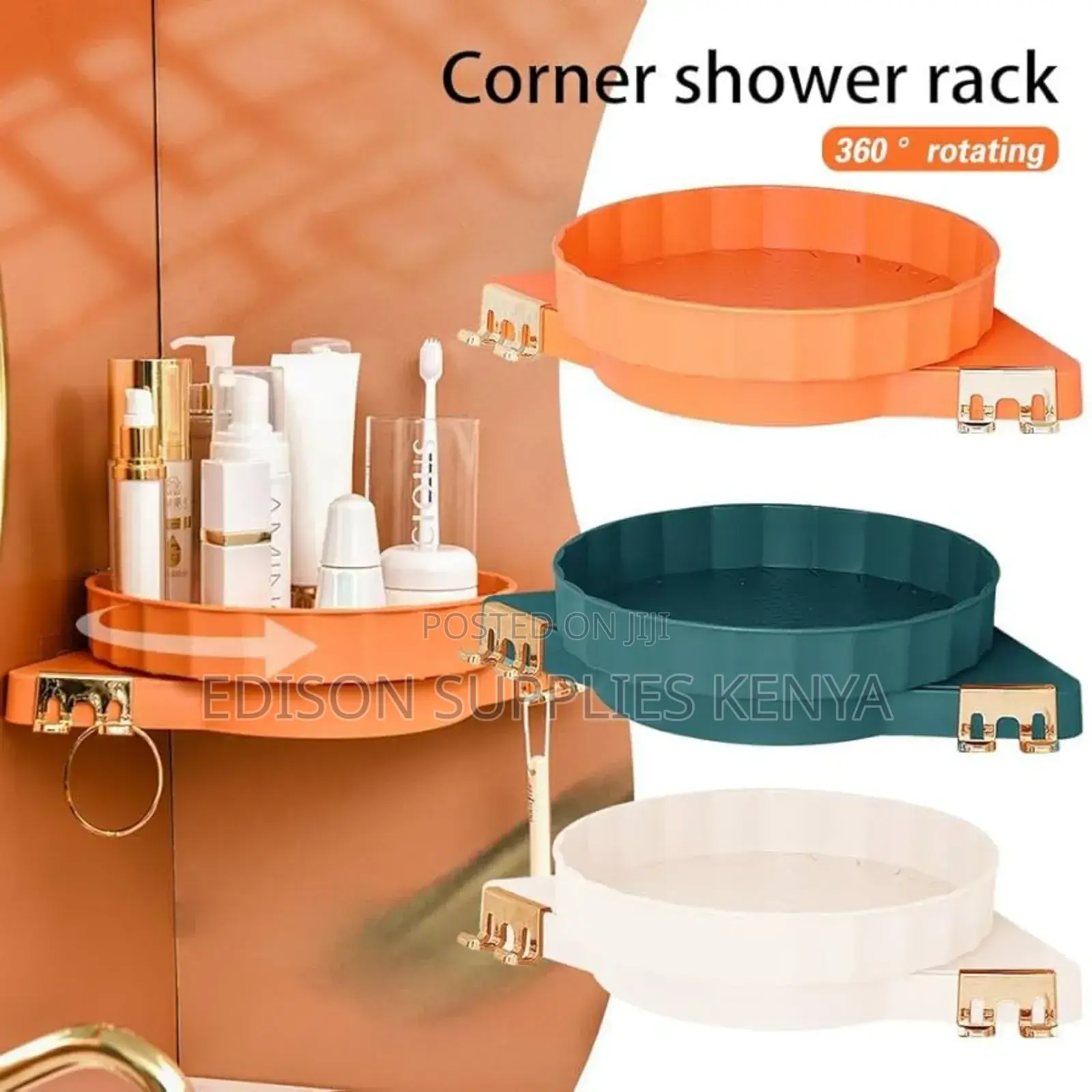 Rotating Shower Caddy 360° Rotating Corner Bathroom Shelf