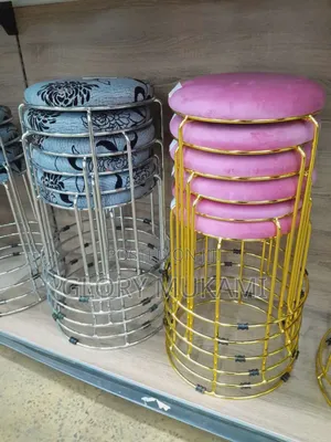 Pink Grey Pedicure Puff Stool