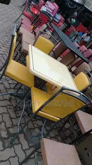 Yellow Restaurants and Bar Chairs With Cream Table