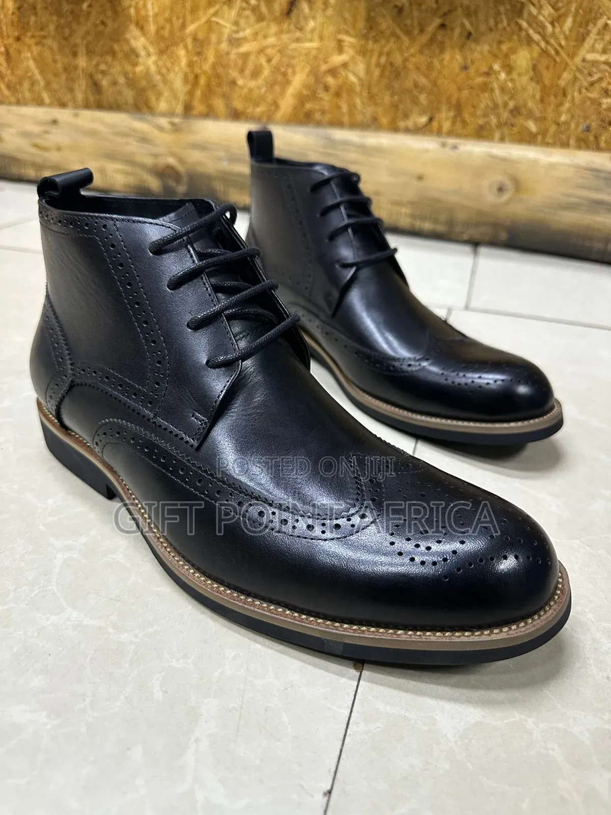 Black Clarks Leather Boots for Men