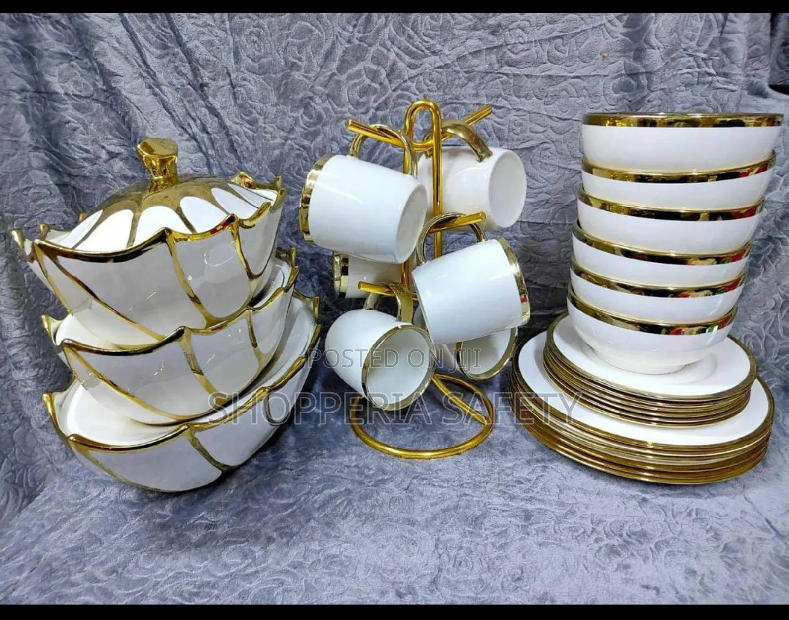 White Gold Line Dinner Set