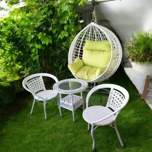 Crystal White Swing Set With Yellow Cushions