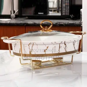 Elegant 2litre Ceramic Casserole Chaffing Dish + Ceramic