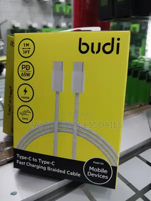 Budi Type-C to Type-C 1 Meter 65w Fast Charging Braided Cabl
