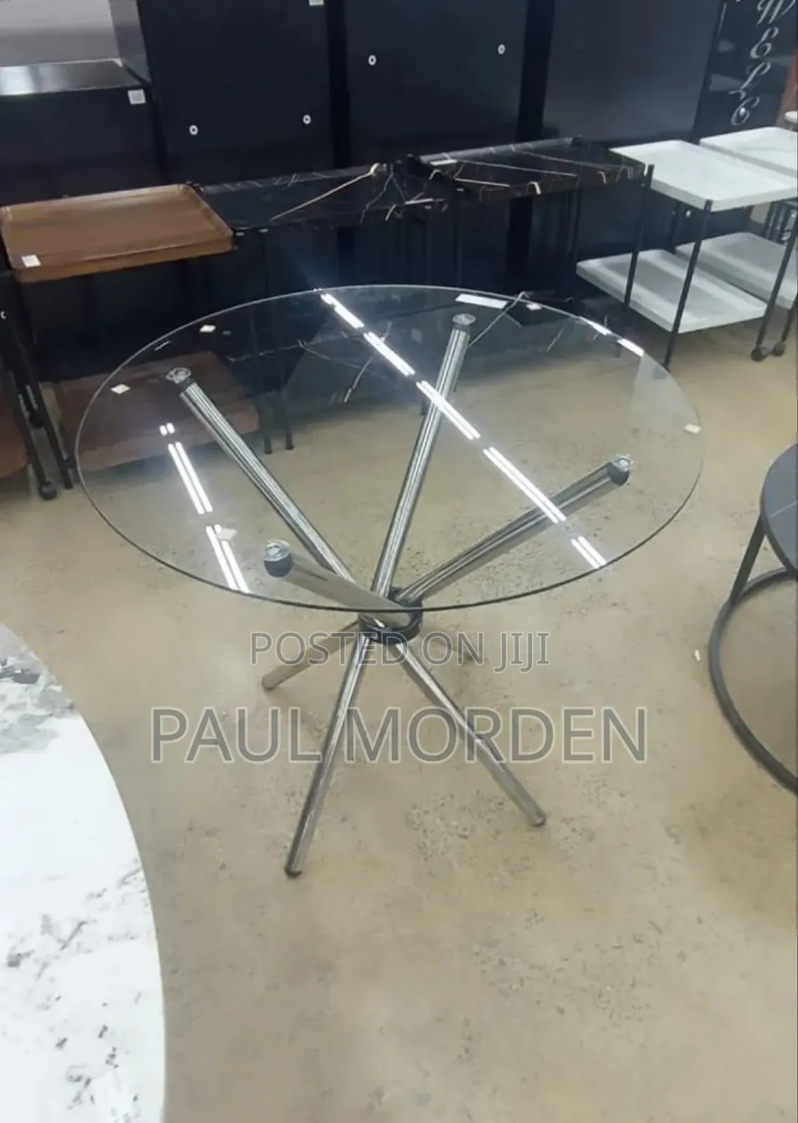 Glass Dining Table With Silver Stands