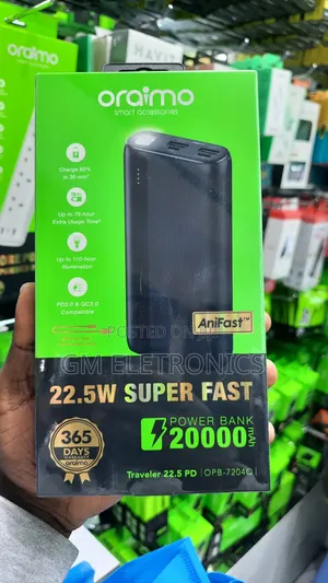 Oraimo Traveler 22.5 PD 20000mah 22.5W Power Bank.