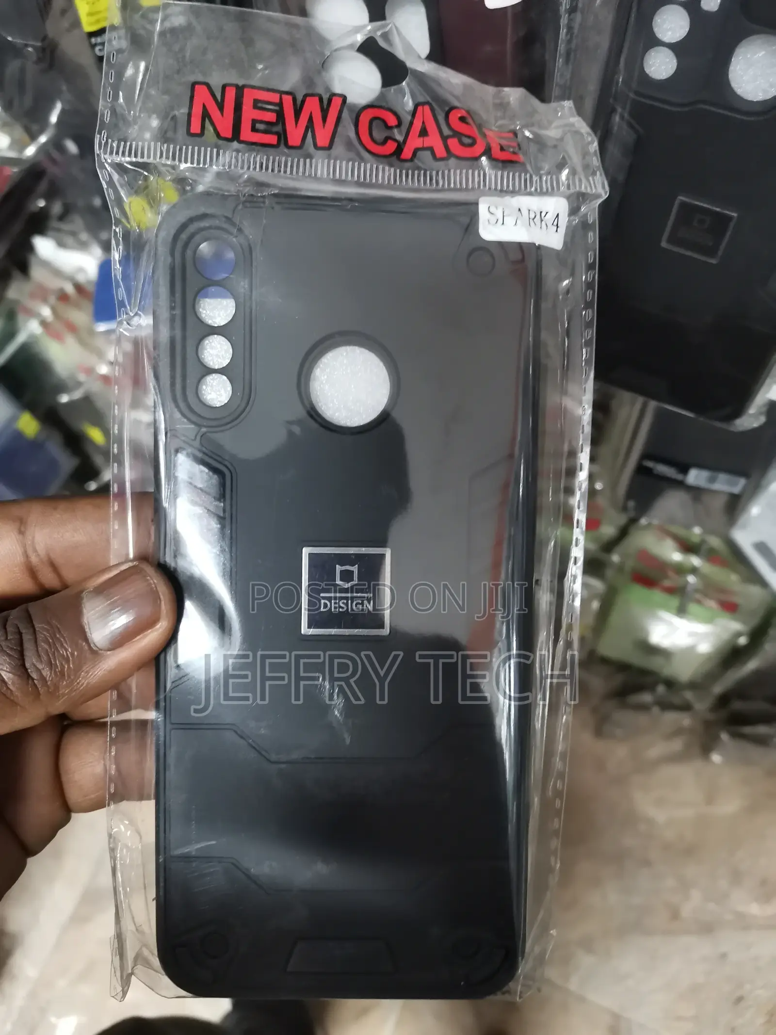 Tecno Spark 4 Armor Shockproof Polycarbonate Case-Black