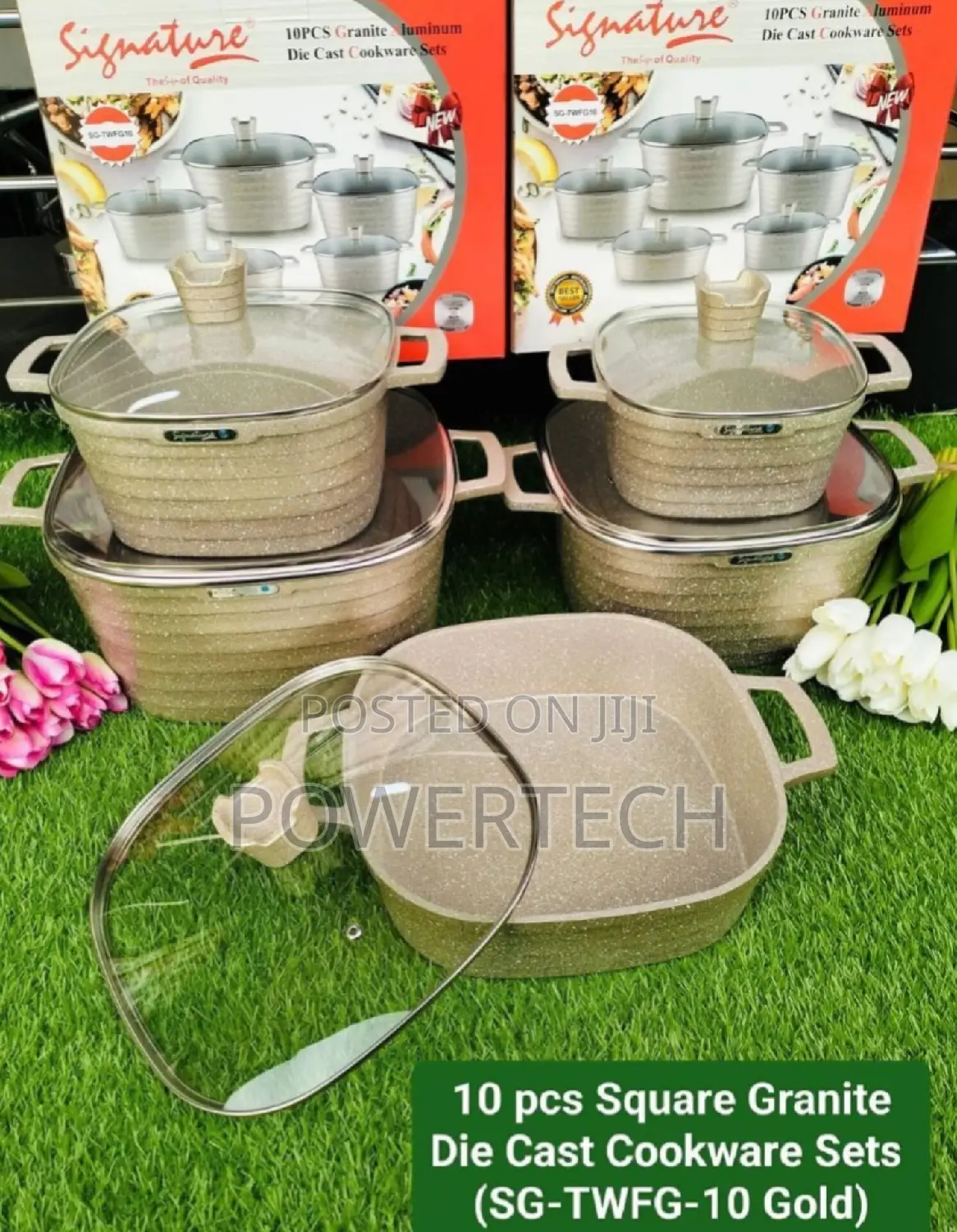 Signature 10 PCS Square Granite Die Cast Cookware Sets .