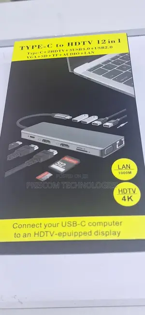 Type C to Hdmi HDTV 12 in 1 Adapter With VGA, SD, TF Audio