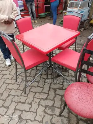 Red Set Restaurants and Bar Chair and Square Table