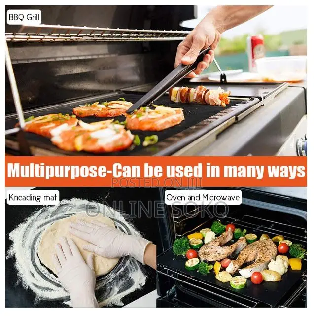 Reusable Non-Stick Oven Liner BBQ Grill Mats, 15 X 12" INCH