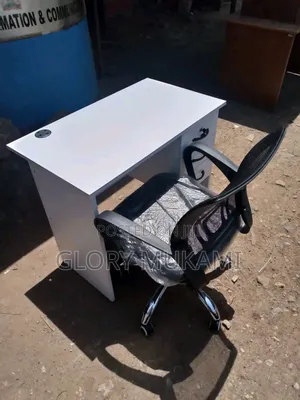 White Office Home Desk and Mesh Chair