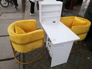 Yellow Manicure Chairs and Manicure Desk Table