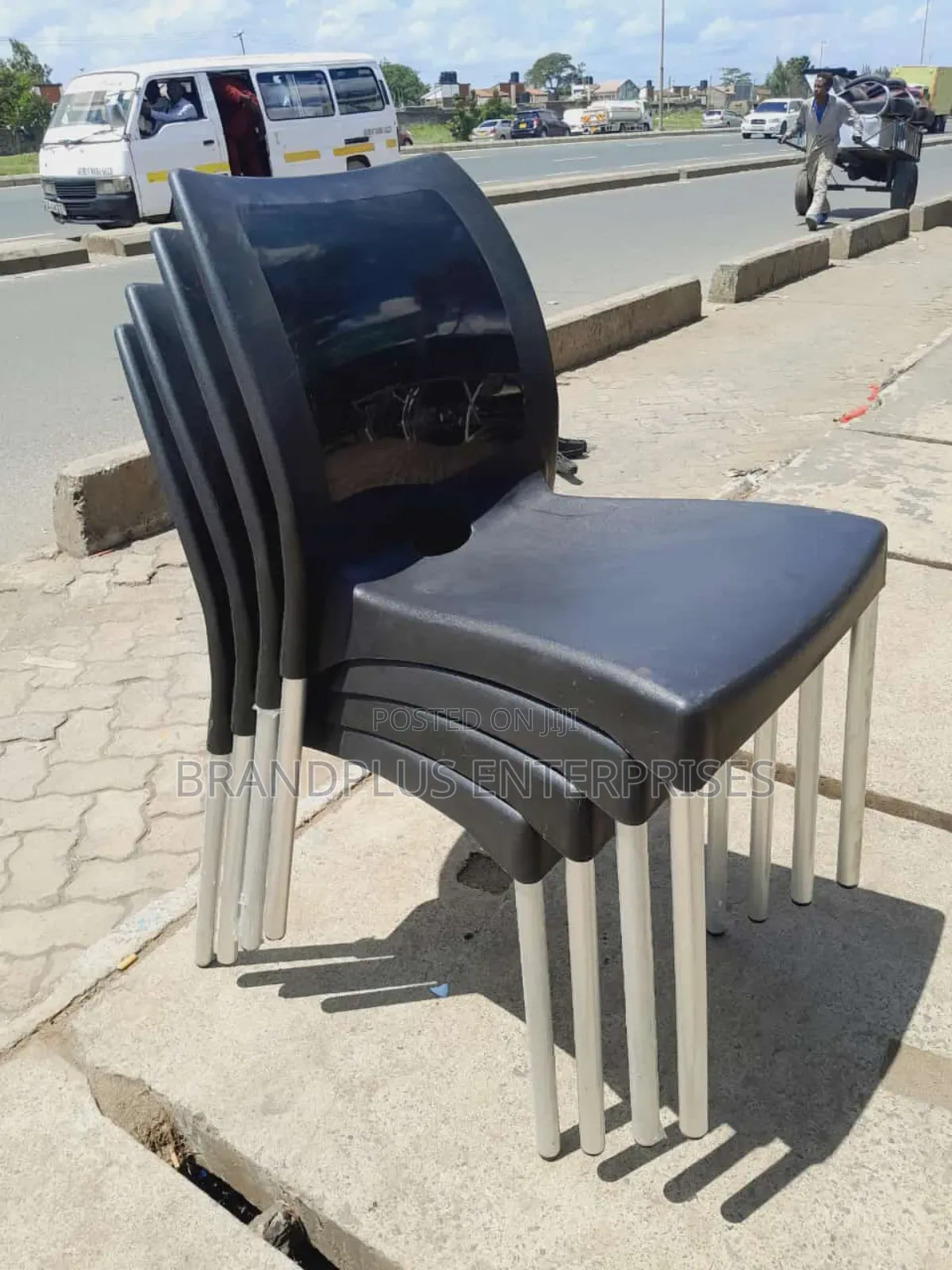 Stackable Black Plastic Chairs