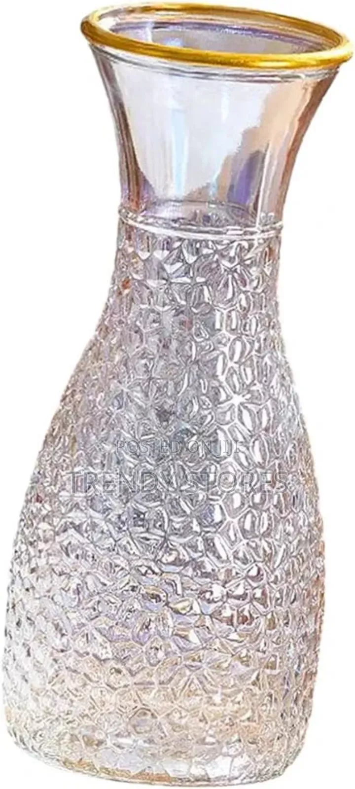 Clear High Gold Brim Flower Vase