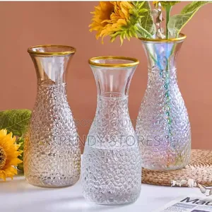 Clear High Gold Brim Flower Vase