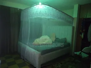 White Queen Size Bed Two Stand Rail Mosquito Nets Meshnets