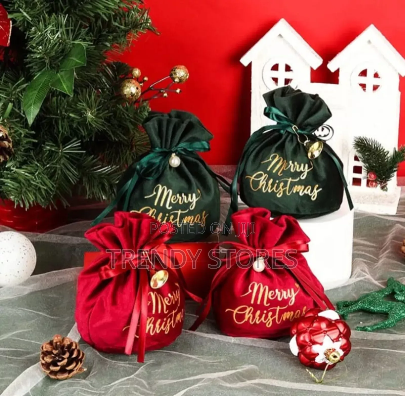 2pc Santa Drawstring Gift Bag