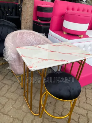Pink Manicure Chair and Table With Stool