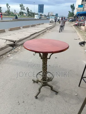 High Bar Wooden Table, With Powder Coated Frame 