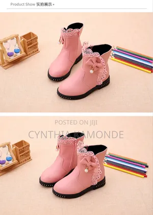 Black, Pink, Red Fancy Kids Boots Size 27-37