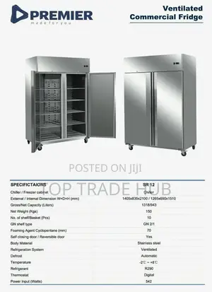 Premier Ventilated Commercial Fridge/Chiller 943L