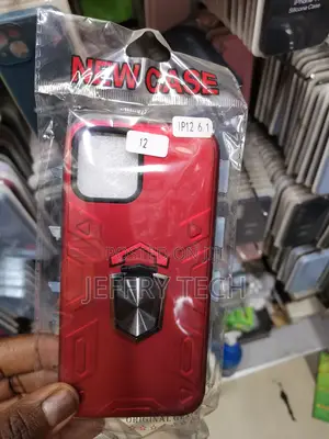 iPhone 12 Ring Kickstand Magnetic Armor Hybrid Case-Red