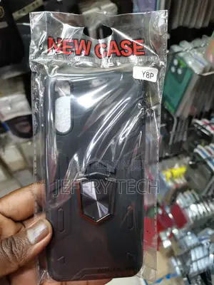 Huawei Y8P Case Ring,Hybrid Kickstand Case-Black