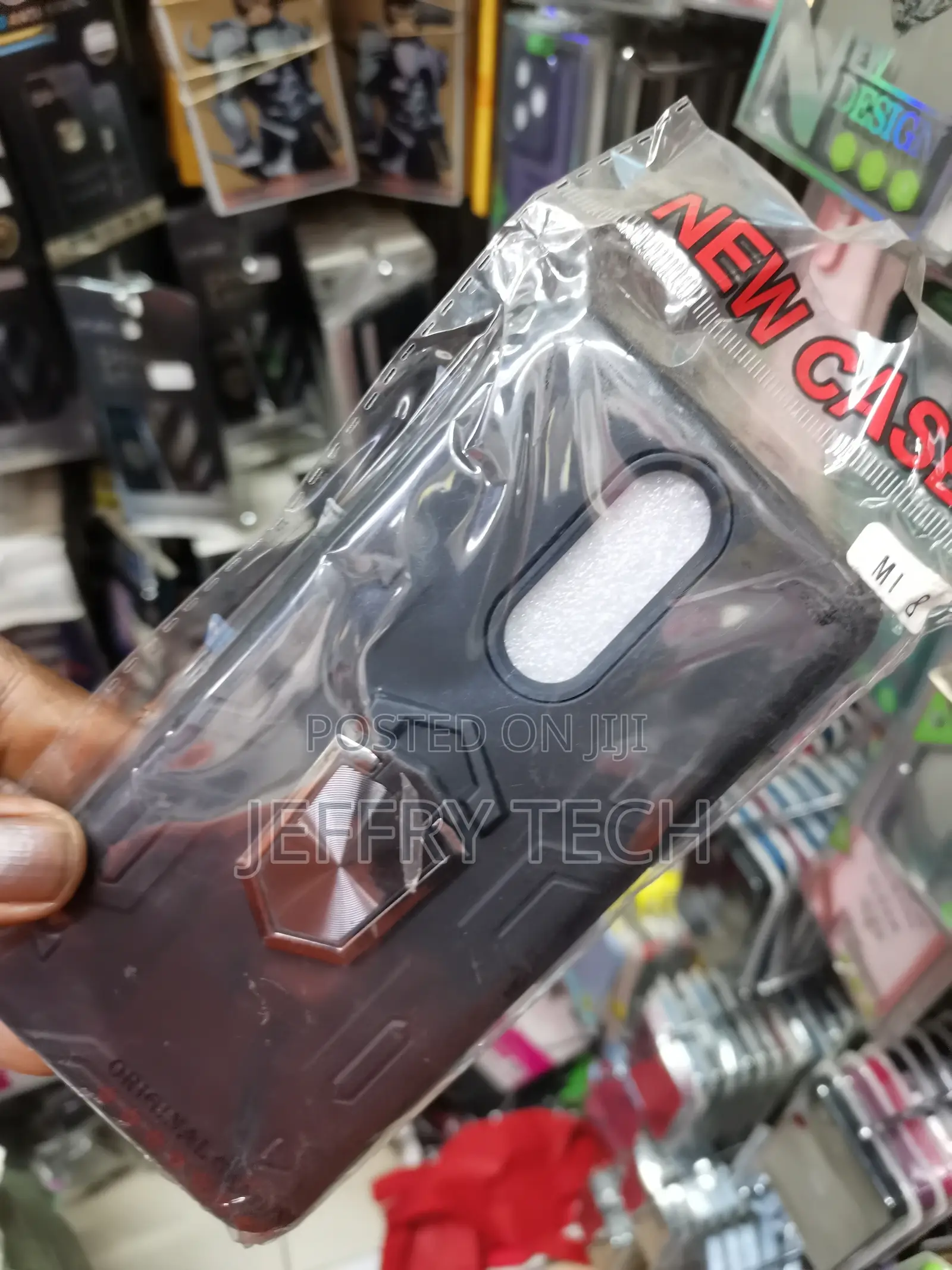Xiaomi Mi 8 Case, Metal Ring Kickstand Shockproof -Black