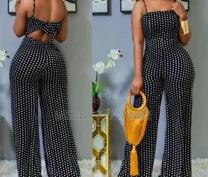 Black White Dotted Jumpsuit