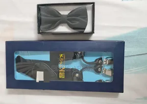 Kings Collection Men Suspender and Bow Tie Black