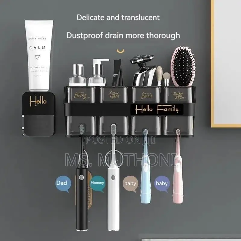 Toothbrush Holder /Toothpaste Dispenser With 4 Cups*