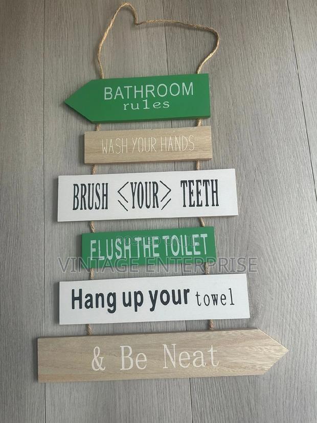Hanging Board Wooden House Rules- - main view
