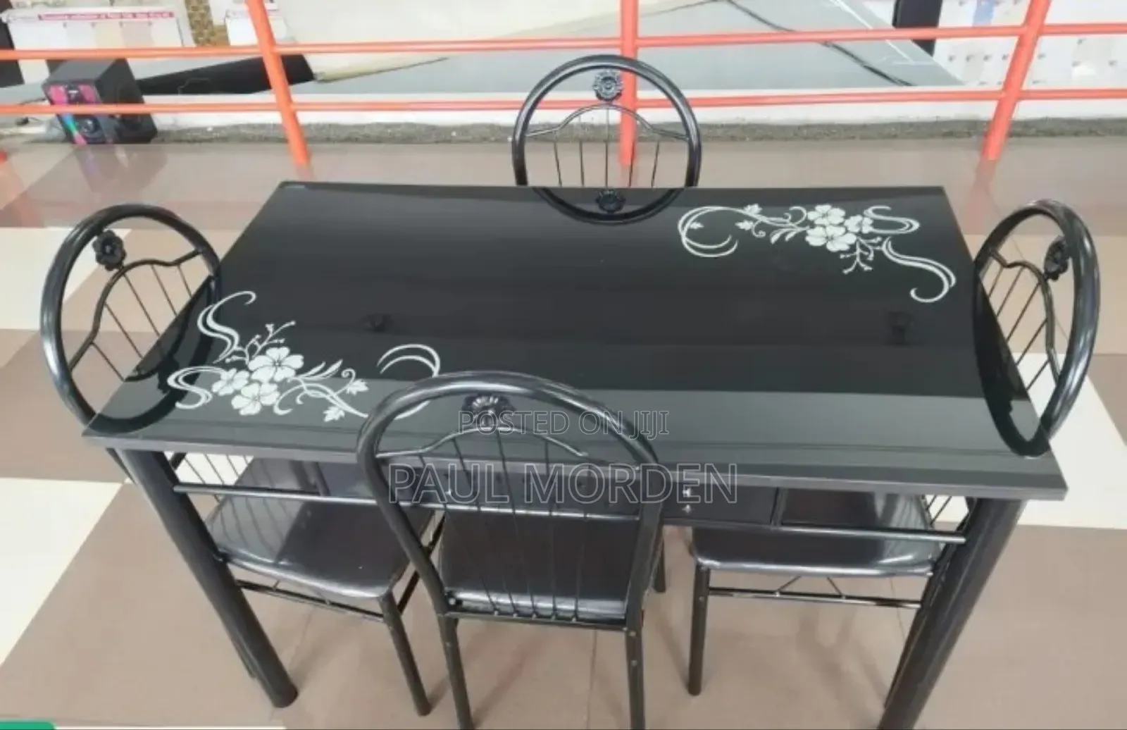 Black Dining Table With Four Dining Chairs