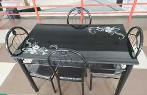 Black Dining Table With Four Dining Chairs