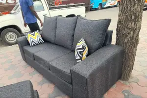 Plain Grey Three Seater Sofa Set on Sale