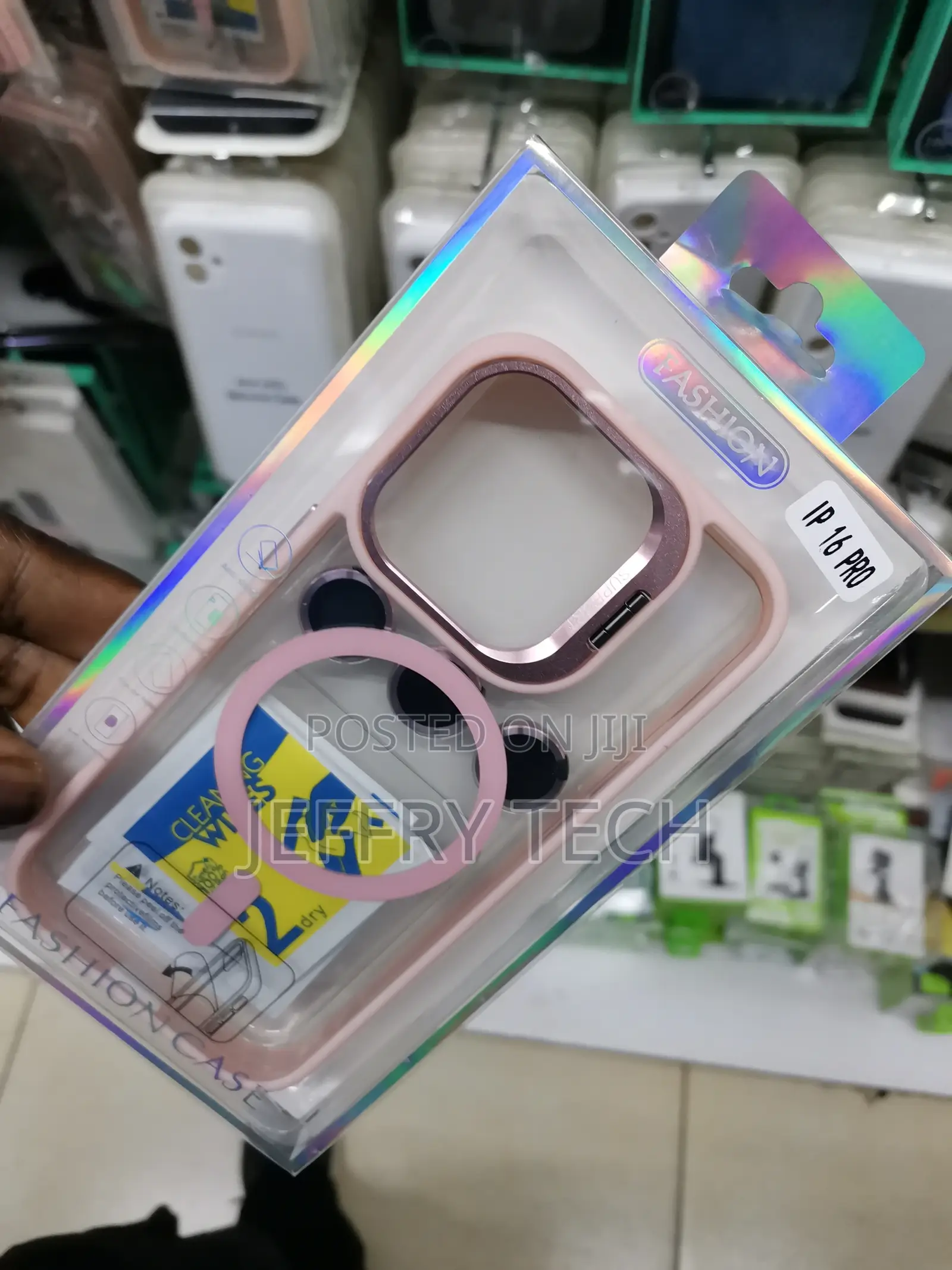 Magsafe Clear Case for 16 Pro With Lens Protector-Pink Edges