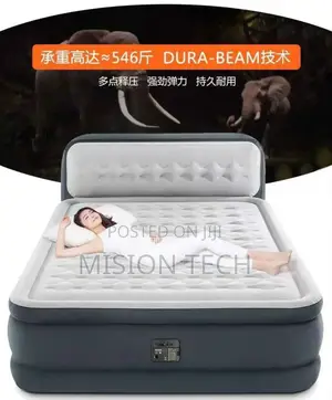 Intex Dura Beam Airbed With Inbuilt Electric Pump Headboard