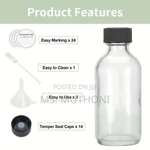Set Of 5 Gingershots Glass Bottles + Funnel + Brush